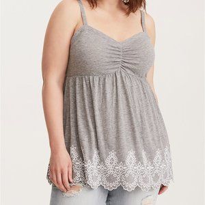 Torrid EYELET EMBROIDERY CINCH FRONT BABYDOLL TOP
